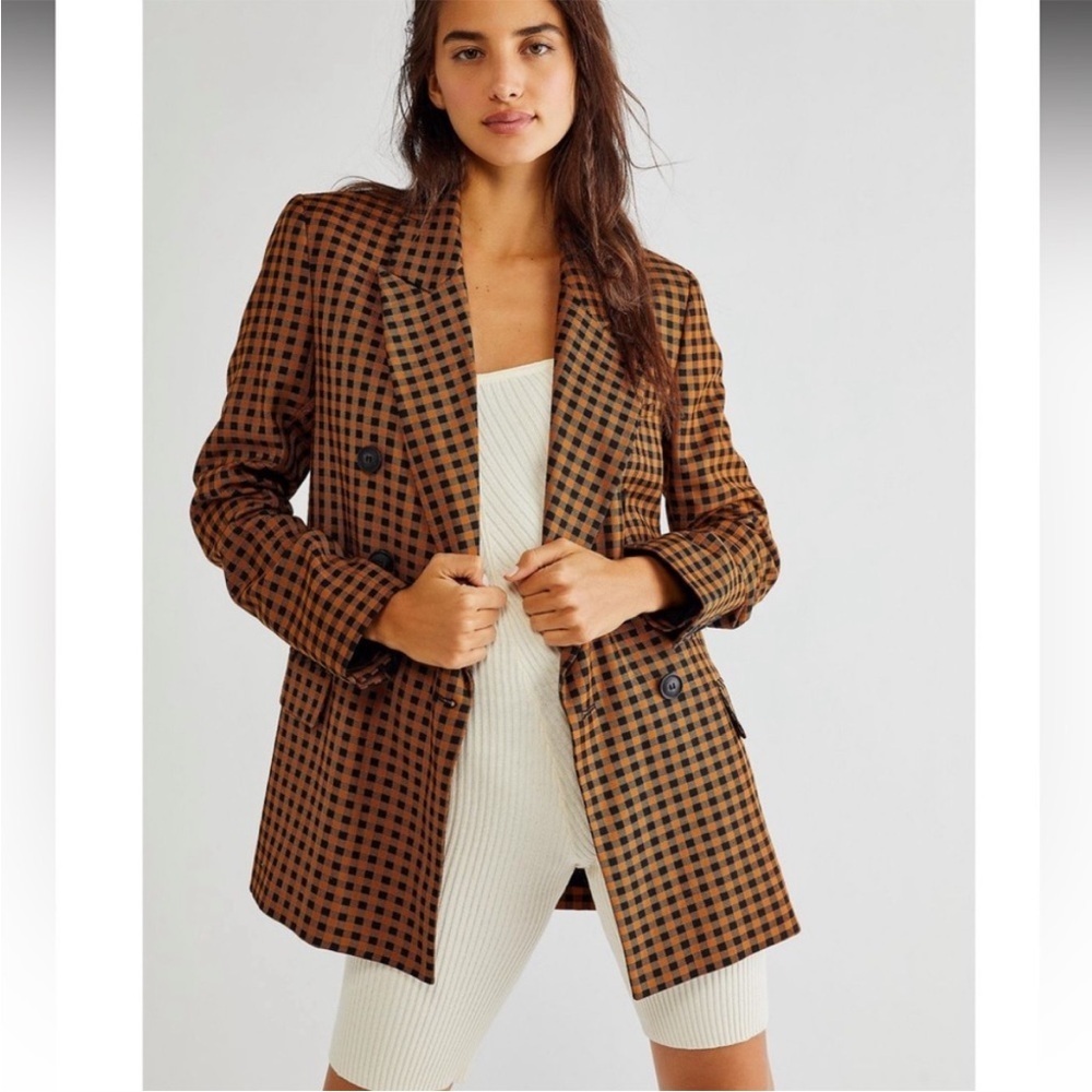 NWOT Free People Ashby Gingham Checkered Blazer - Picture 13 of 13